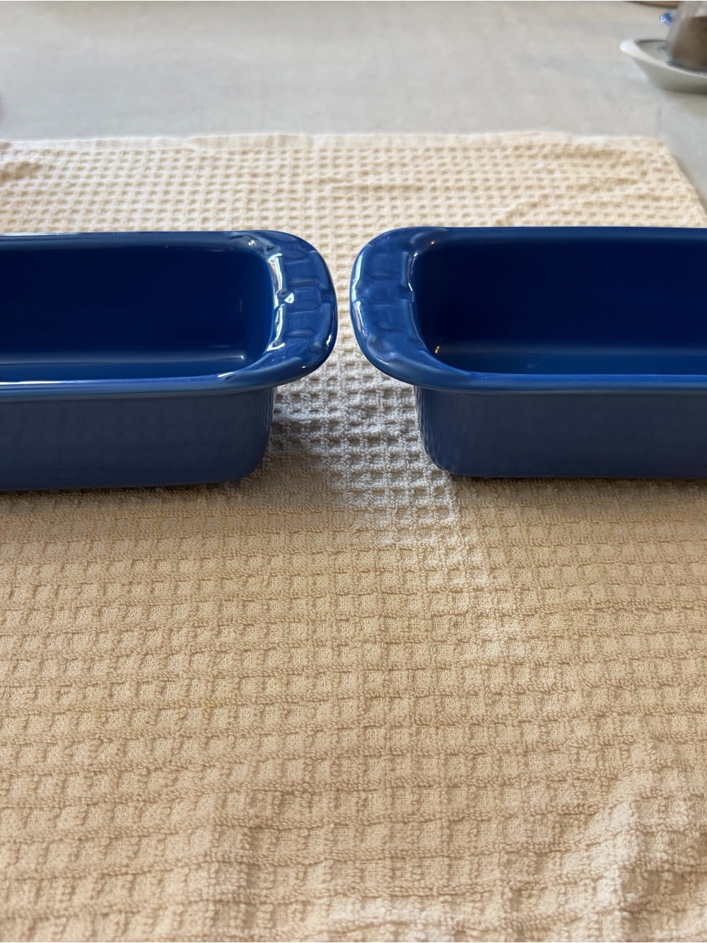 Longaberger Blue Ceramic Loaf Pans Set of 2 - Picture 2 of 7